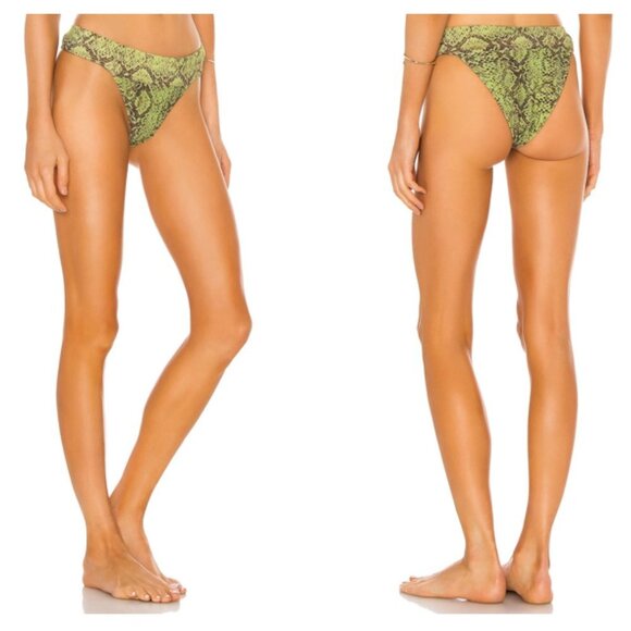House of Harlow 1960 | NEW Anastasia Bikini Bottom in Green Python Size S - Picture 2 of 9